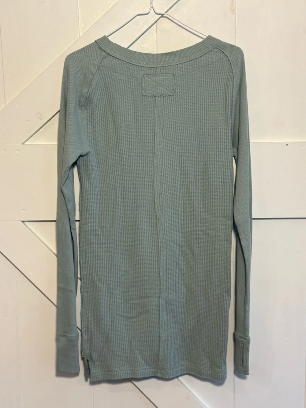 Free People NWT Waffle Knit Thermal Long Sleeve Top Sage Green Size Medium